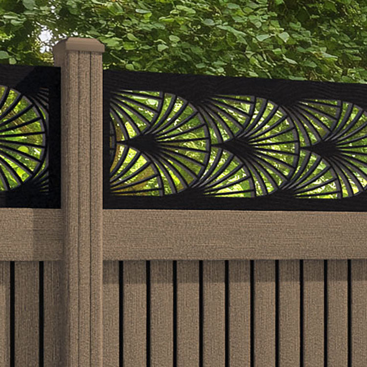 Virtis Laurel Fence Panel - Teak - with our composite posts