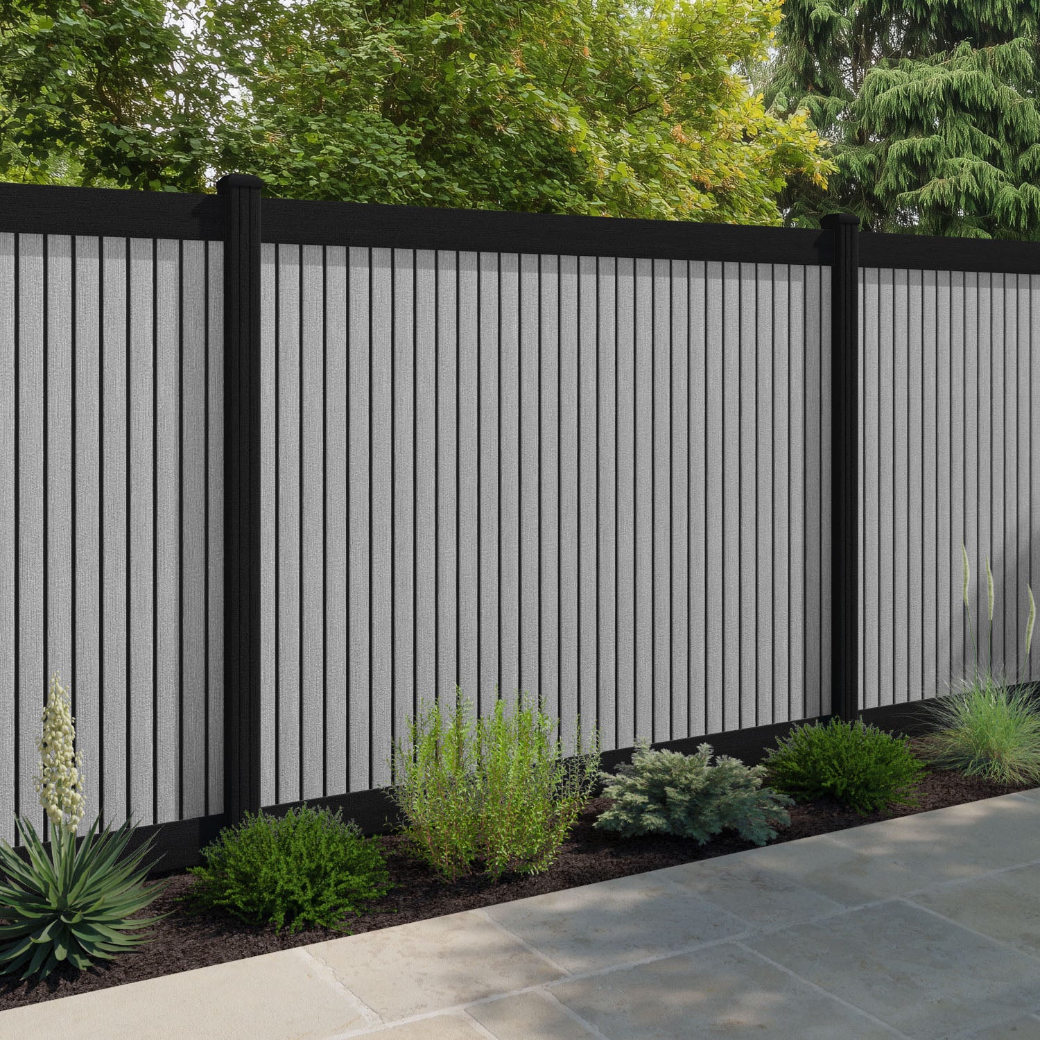 Virtis Fence Panel - Light Grey - with our composite posts