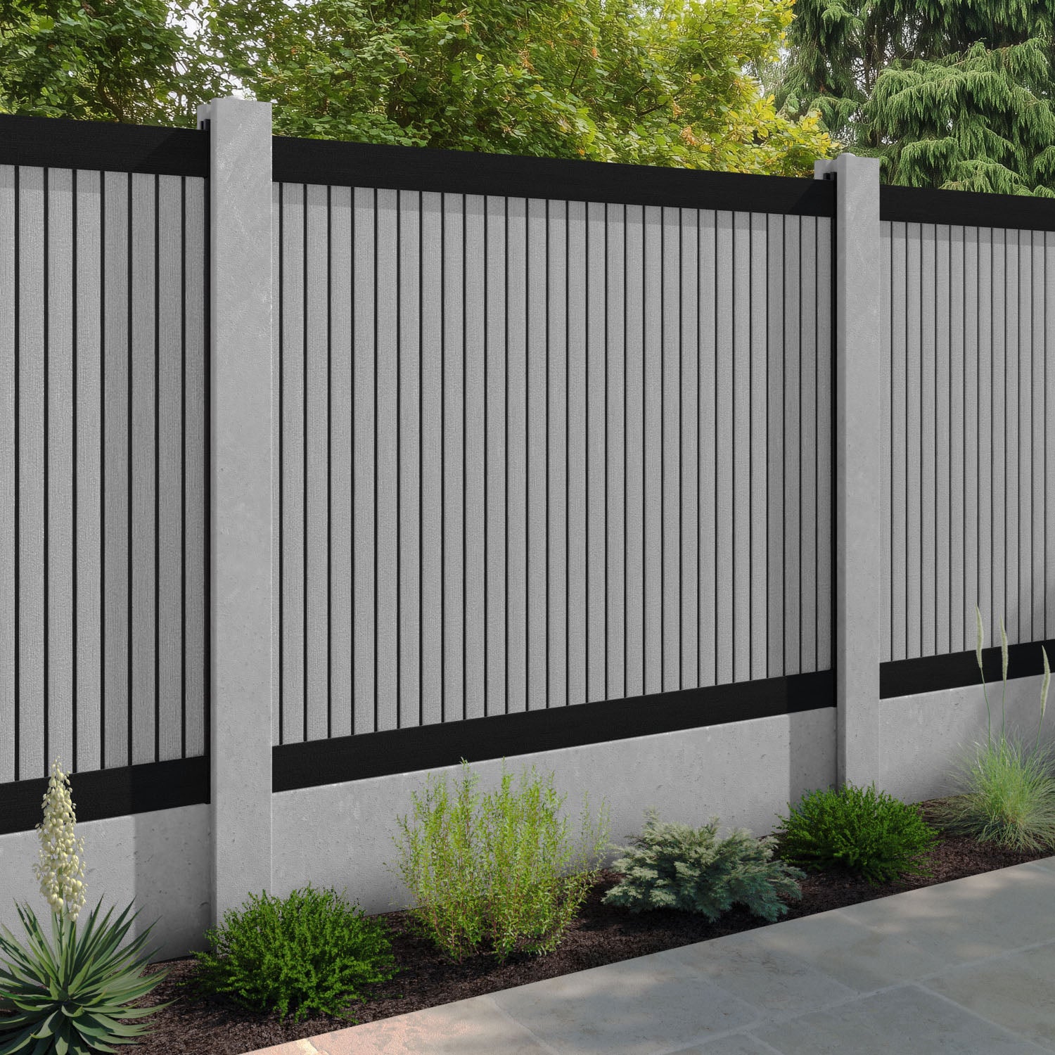 Virtis Fence Panel - Light Grey - for existing concrete posts