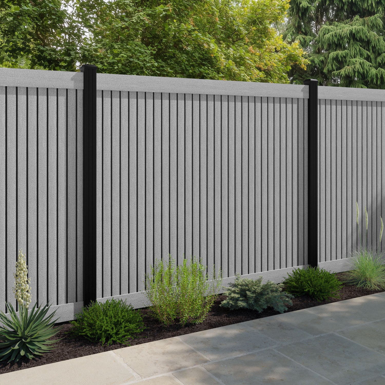 Virtis Fence Panel - Light Grey - with our composite posts