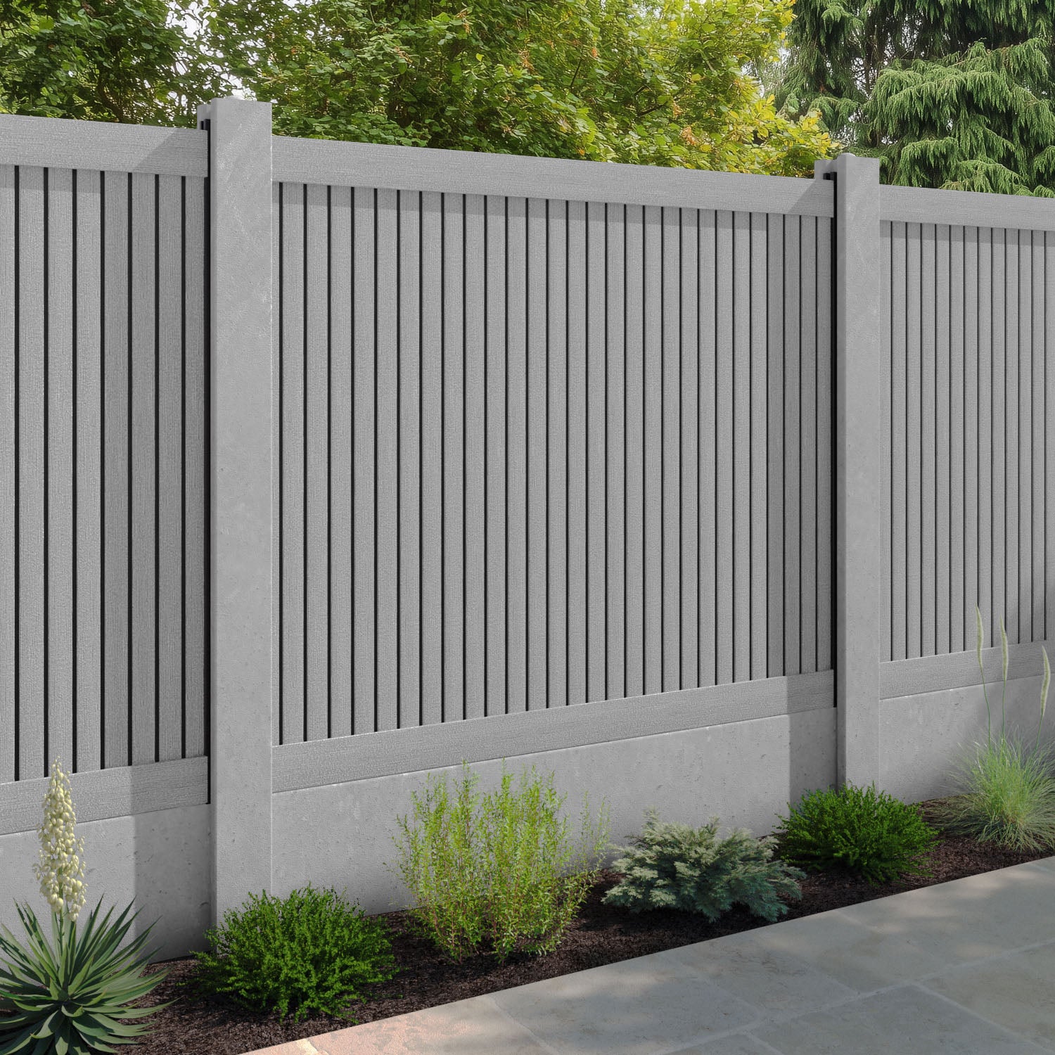 Virtis Fence Panel - Light Grey - for existing concrete posts