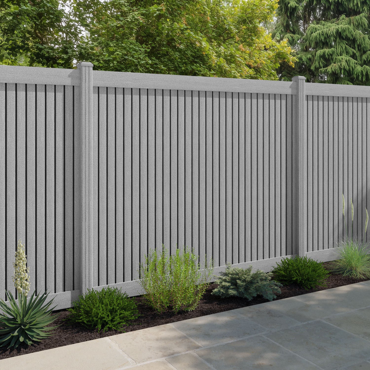 Virtis Fence Panel - Light Grey - with our composite posts