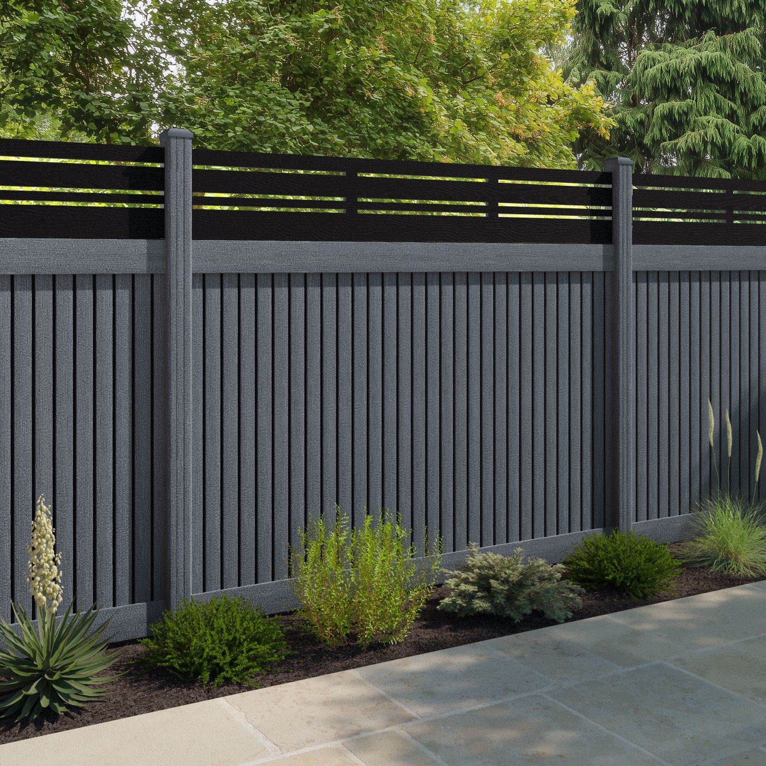Virtis Linea Fence Panel - Anthracite - with our composite posts