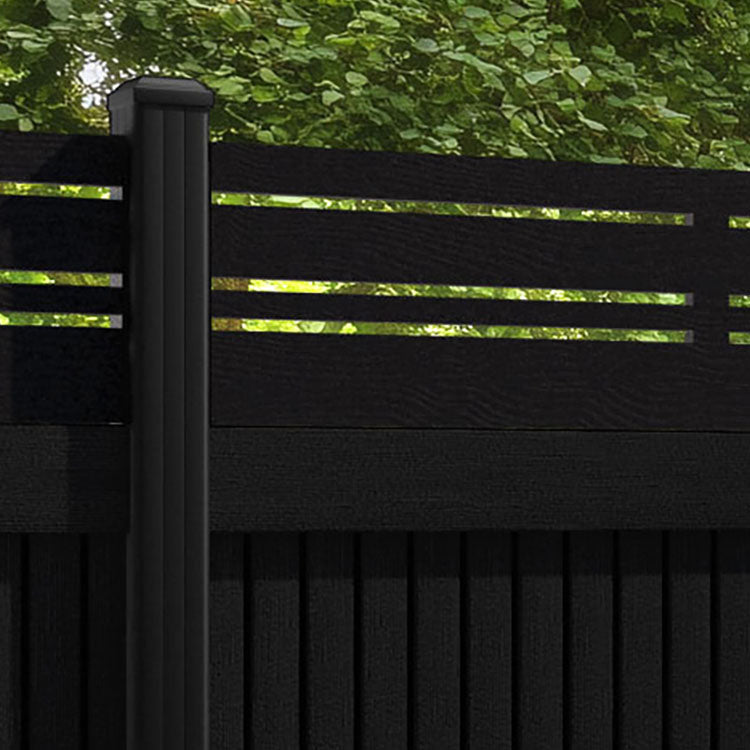 Virtis Linea Fence Panel - Black - with our aluminium posts