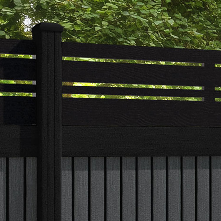 Virtis Linea Fence Panel - Dark Grey - with our aluminium posts