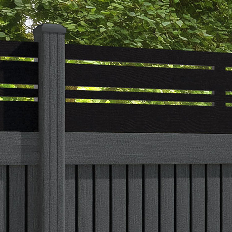 Virtis Linea Fence Panel - Dark Grey - with our composite posts