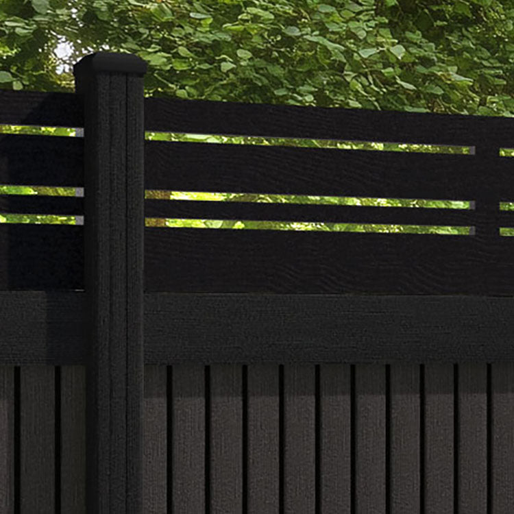 Virtis Linea Fence Panel - Dark Oak - with our aluminium posts