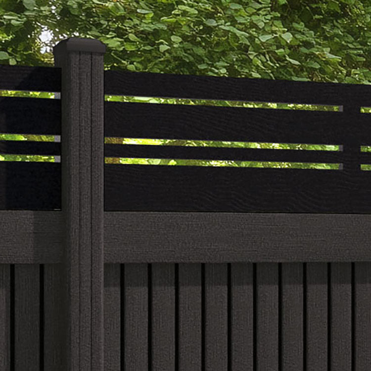 Virtis Linea Fence Panel - Dark Oak - with our composite posts