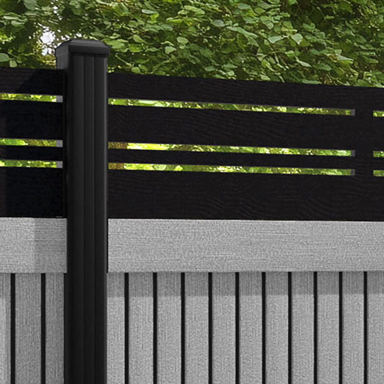 Virtis Linea Fence Panel - Light Grey - with our aluminium posts