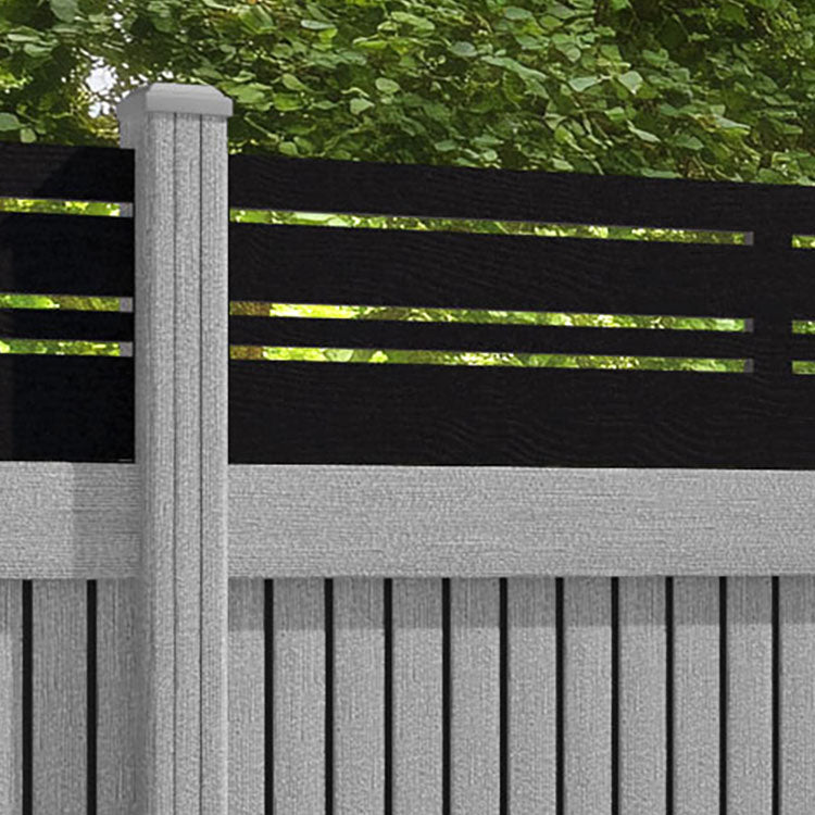 Virtis Linea Fence Panel - Light Grey - with our composite posts