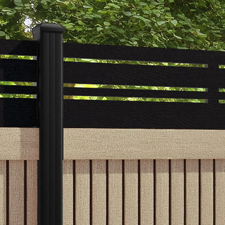 Virtis Linea Fence Panel - Light Oak - with our aluminium posts