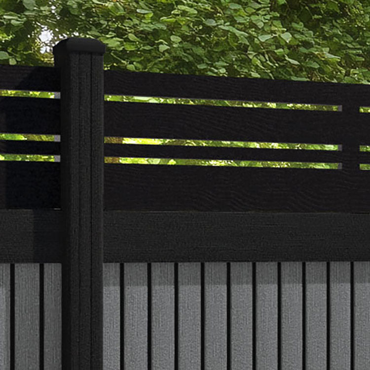 Virtis Linea Fence Panel - Mid Grey - with our composite posts