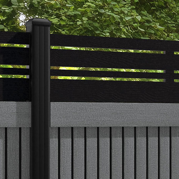 Virtis Linea Fence Panel - Mid Grey - with our aluminium posts