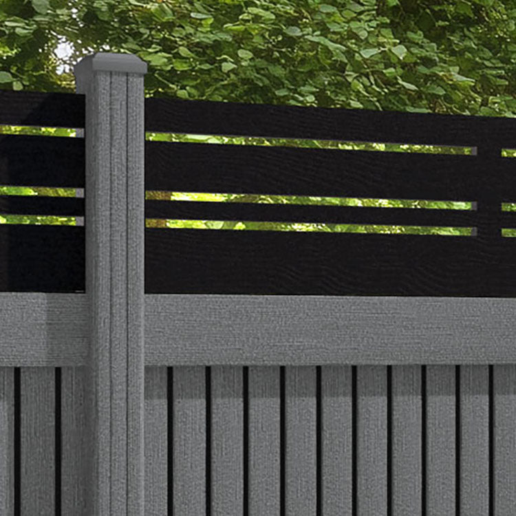 Virtis Linea Fence Panel - Mid Grey - with our composite posts