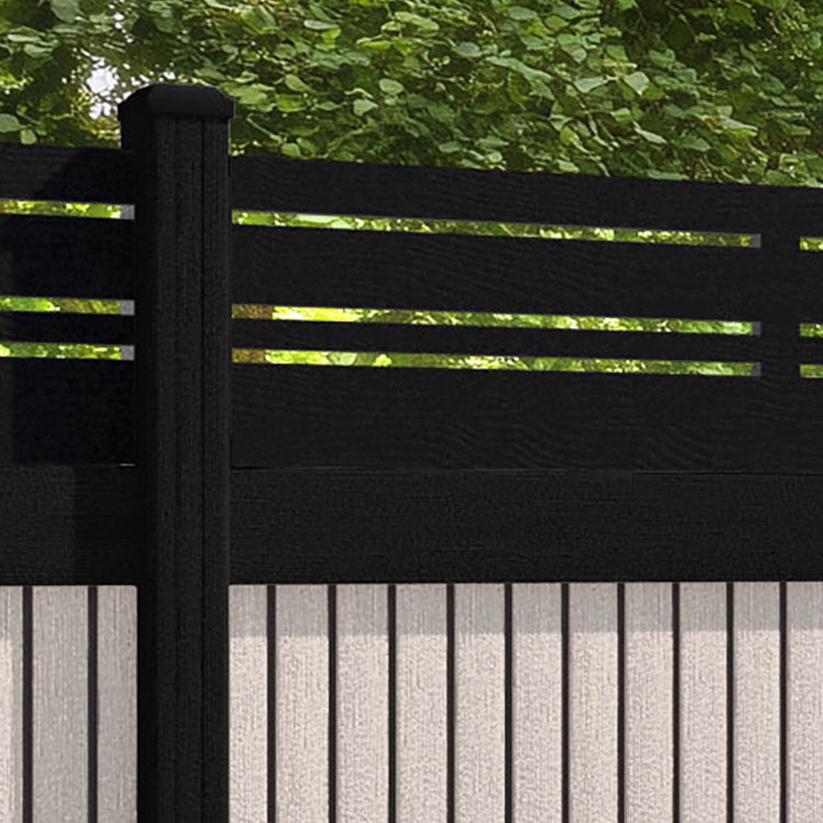 Virtis Linea Fence Panel - Mid Stone - with our aluminium posts