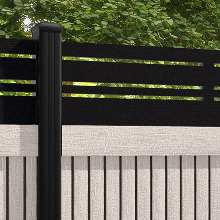 Virtis Linea Fence Panel - Mid Stone - with our aluminium posts