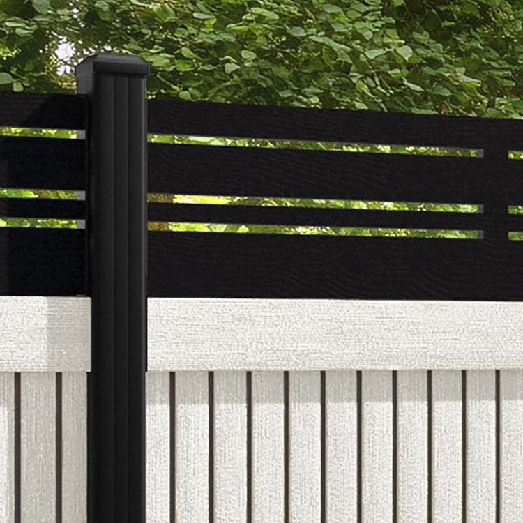 Virtis Linea Fence Panel - Light Stone - with our aluminium posts