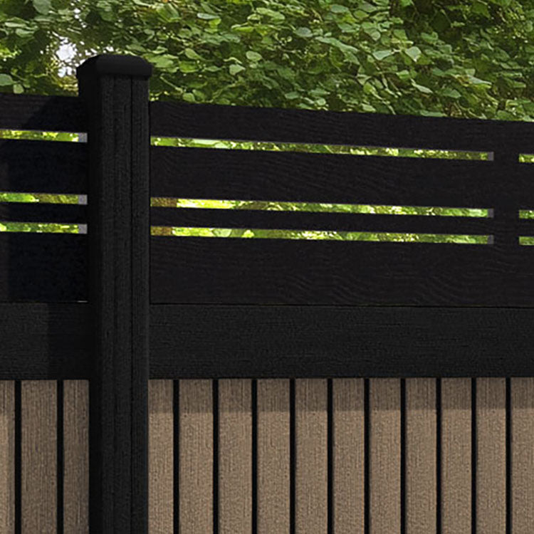 Virtis Linea Fence Panel - Teak - with our aluminium posts