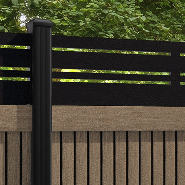 Virtis Linea Fence Panel - Teak - with our aluminium posts