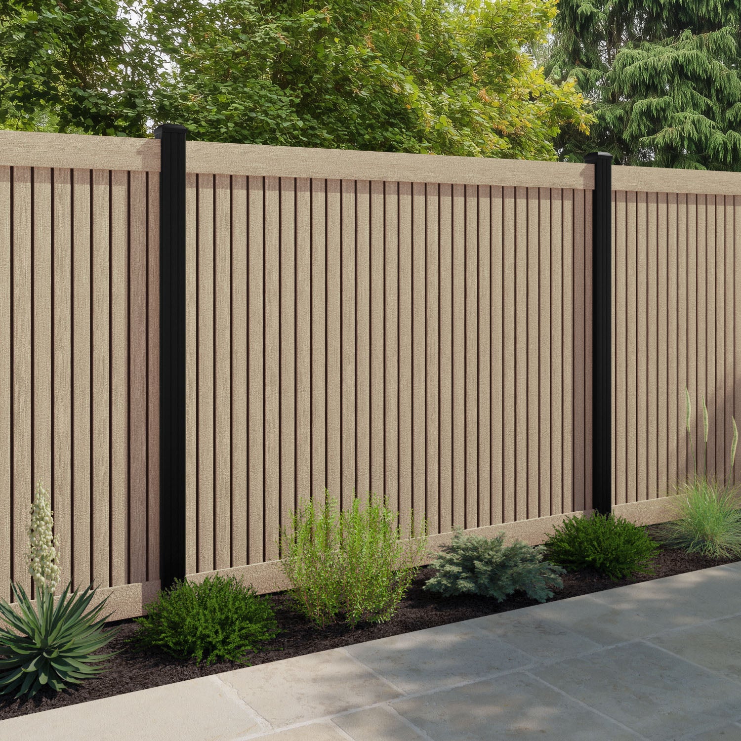 Virtis Fence Panel - Light Oak - with our composite posts