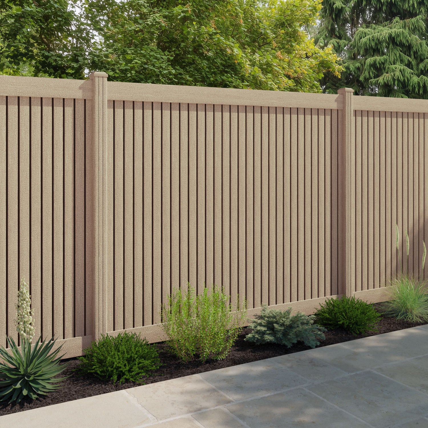 Virtis Fence Panel - Light Oak - with our composite posts