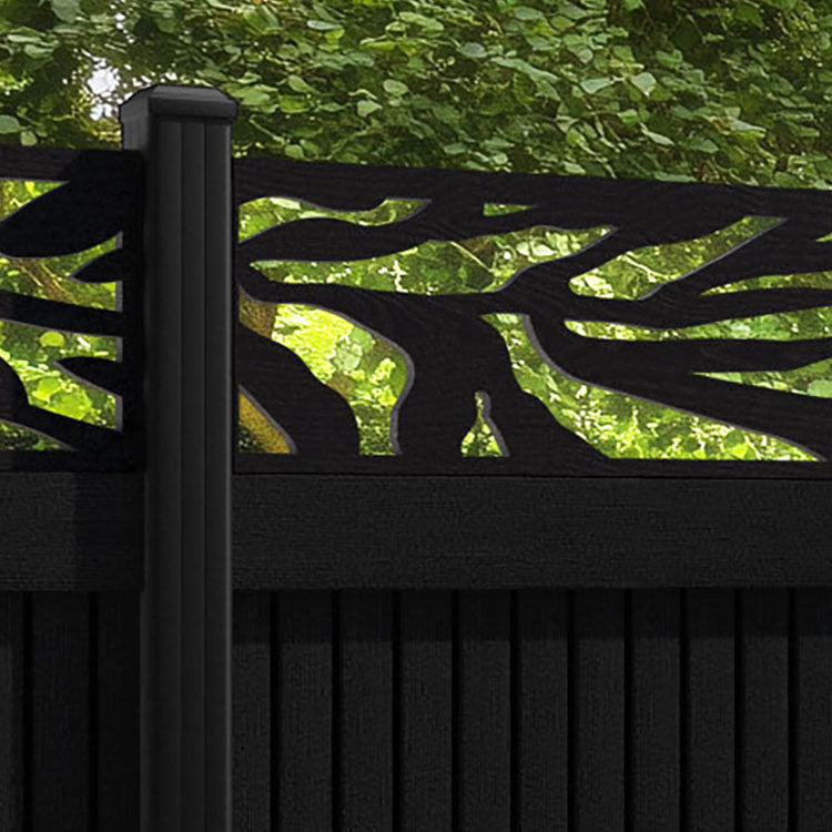 Virtis Malawi Fence Panel - Black - with our aluminium posts