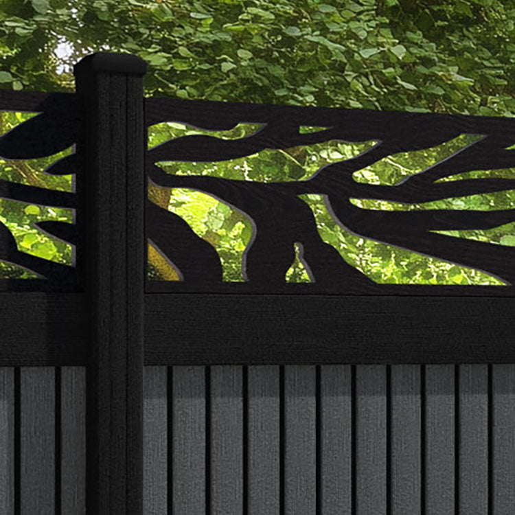 Virtis Malawi Fence Panel - Dark Grey - with our aluminium posts