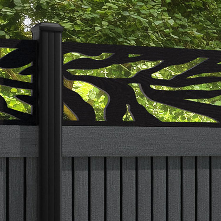 Virtis Malawi Fence Panel - Dark Grey - with our aluminium posts
