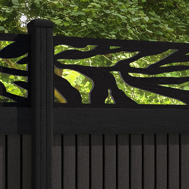 Virtis Malawi Fence Panel - Dark Oak - with our composite posts