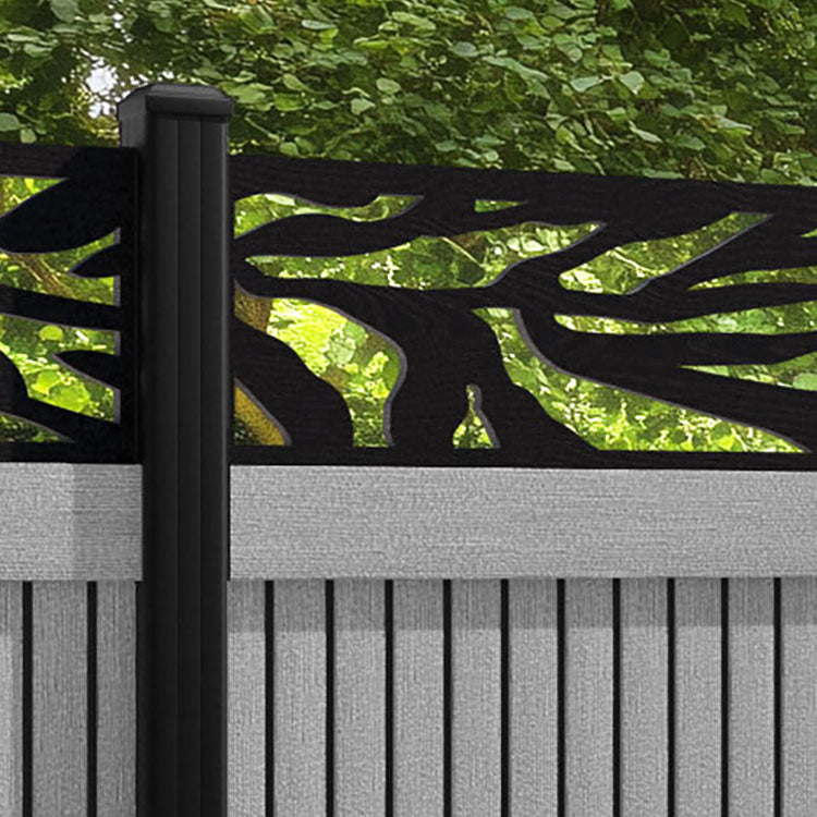 Virtis Malawi Fence Panel - Light Grey - with our aluminium posts
