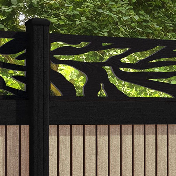 Virtis Malawi Fence Panel - Light Oak - with our aluminium posts