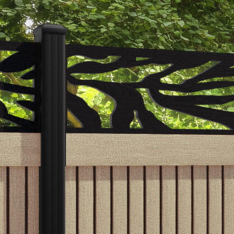 Virtis Malawi Fence Panel - Light Oak - with our aluminium posts