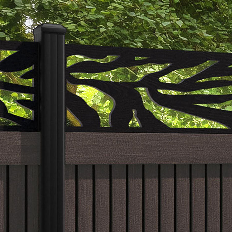 Virtis Malawi Fence Panel - Mid Brown - with our aluminium posts