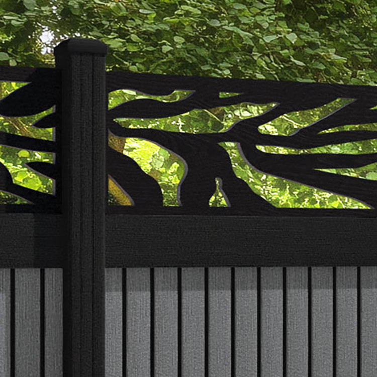 Virtis Malawi Fence Panel - Mid Grey - with our composite posts