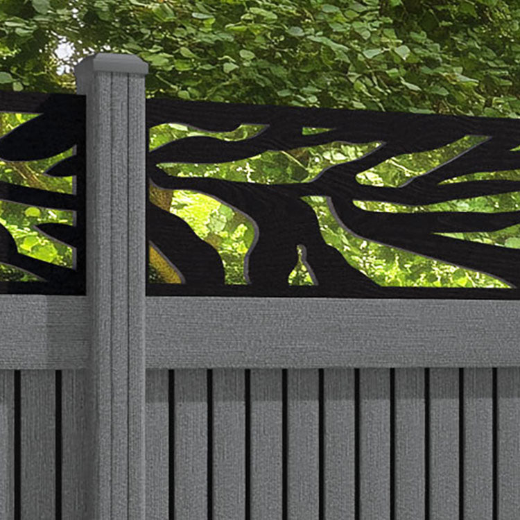 Virtis Malawi Fence Panel - Mid Grey - with our composite posts