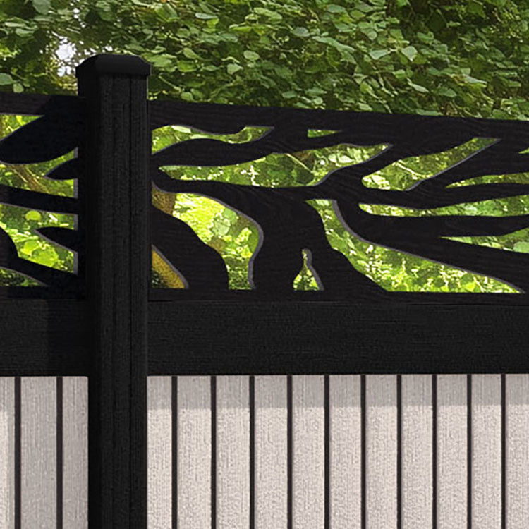 Virtis Malawi Fence Panel - Mid Stone - with our aluminium posts