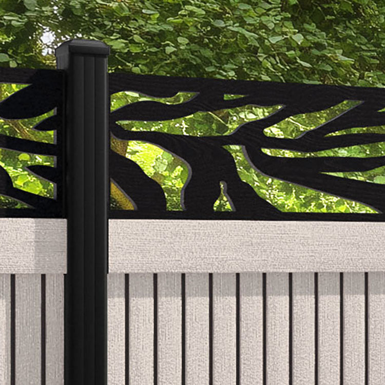 Virtis Malawi Fence Panel - Mid Stone - with our aluminium posts