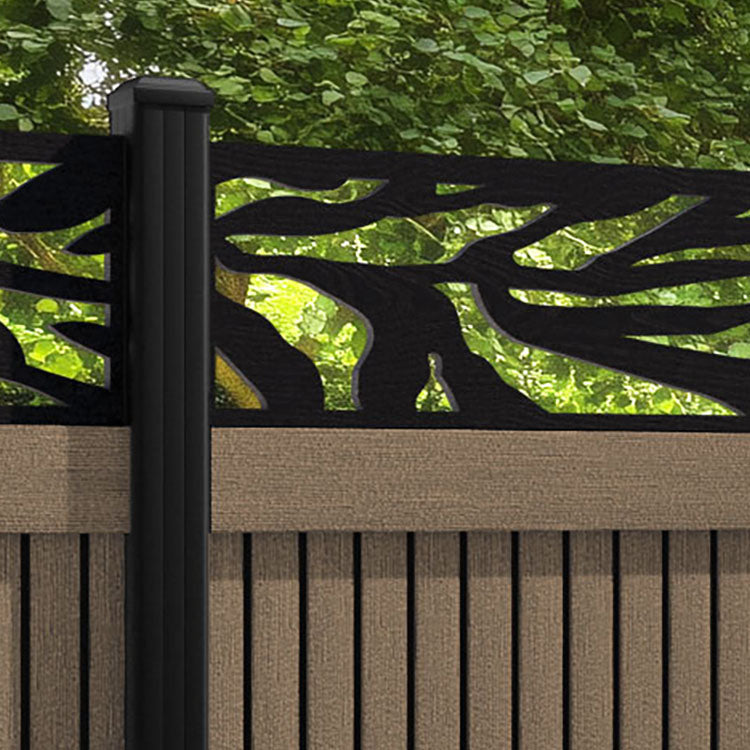 Virtis Malawi Fence Panel - Teak - with our aluminium posts