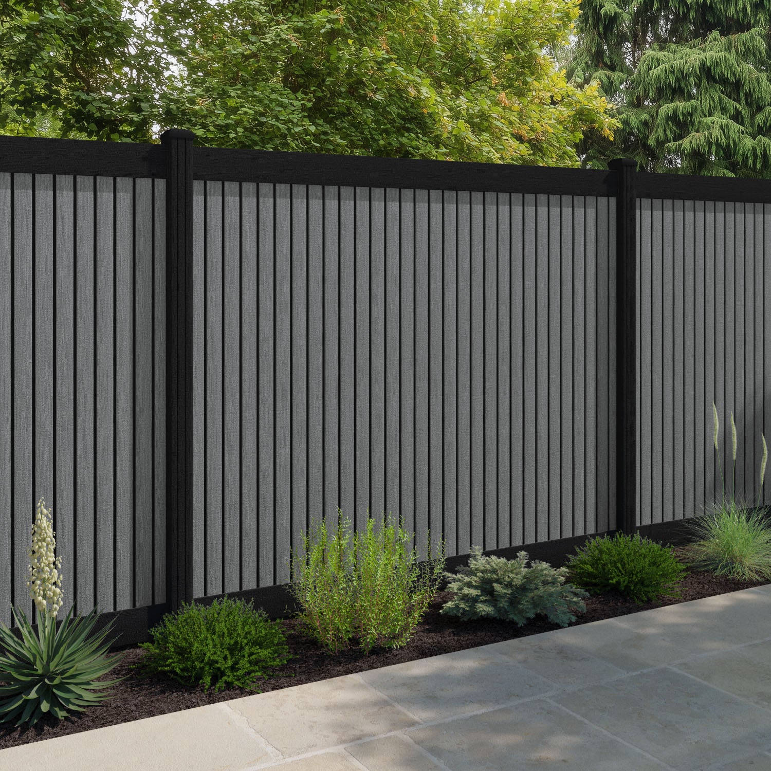 Virtis Fence Panel - Mid Grey - with our composite posts