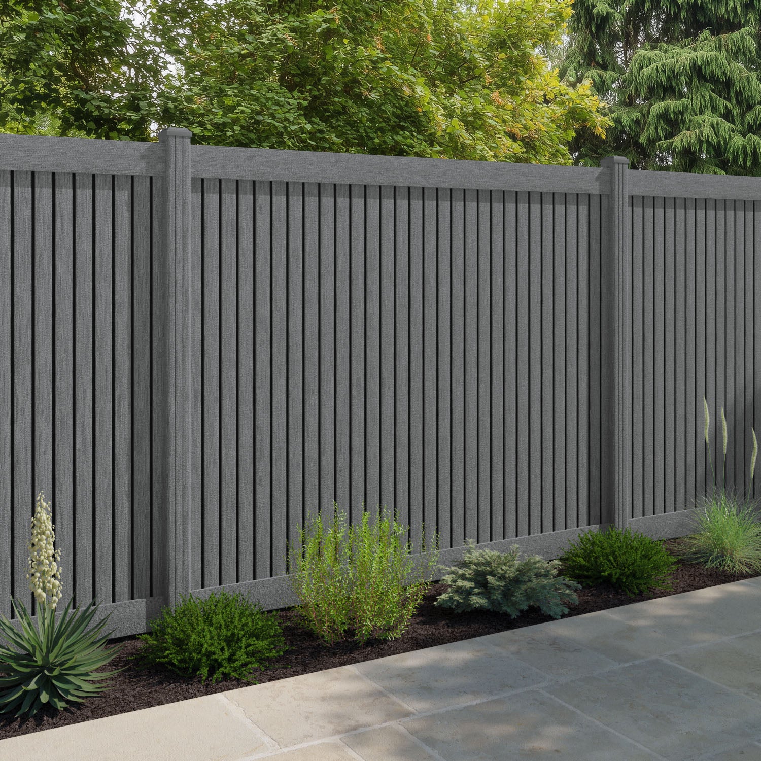Virtis Fence Panel - Mid Grey - with our composite posts