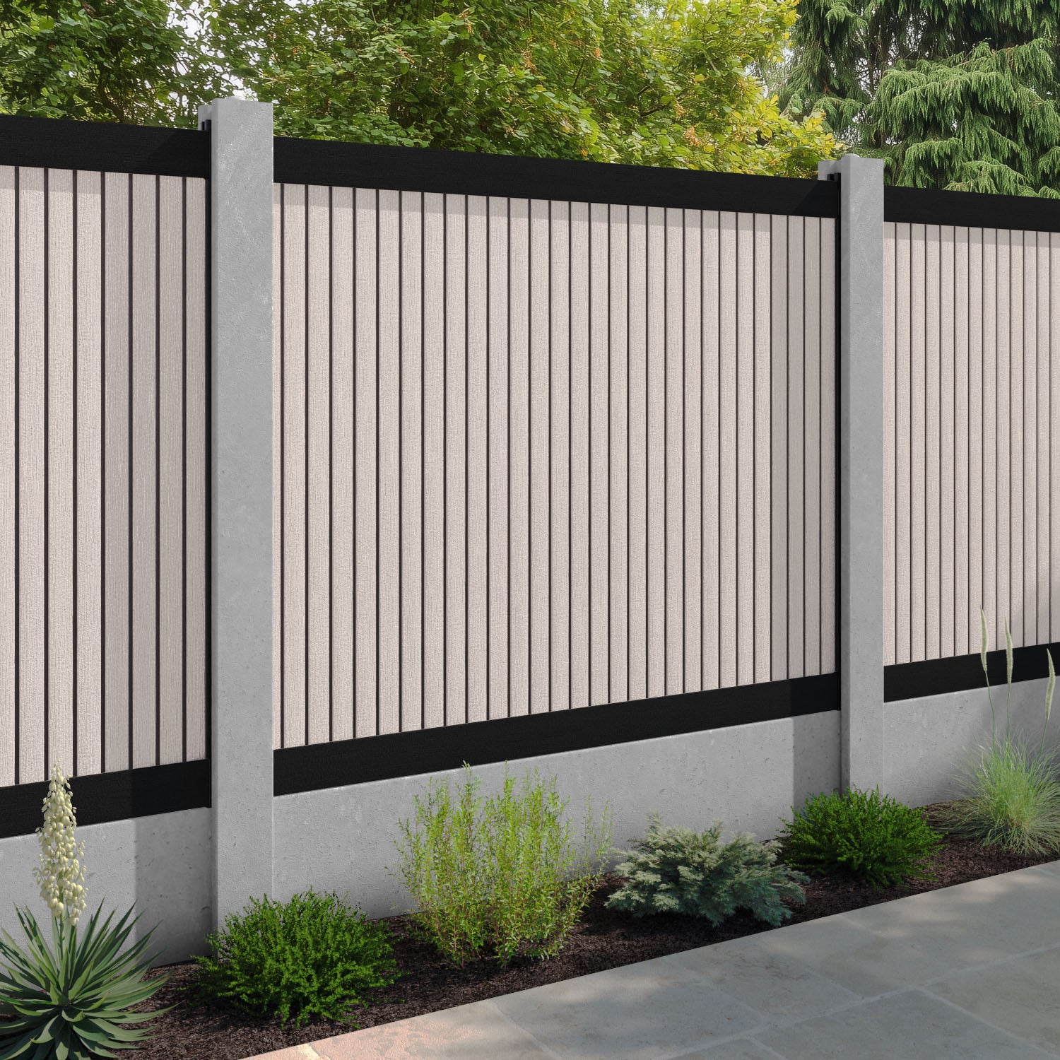 Virtis Fence Panel - Mid Stone - for existing concrete posts