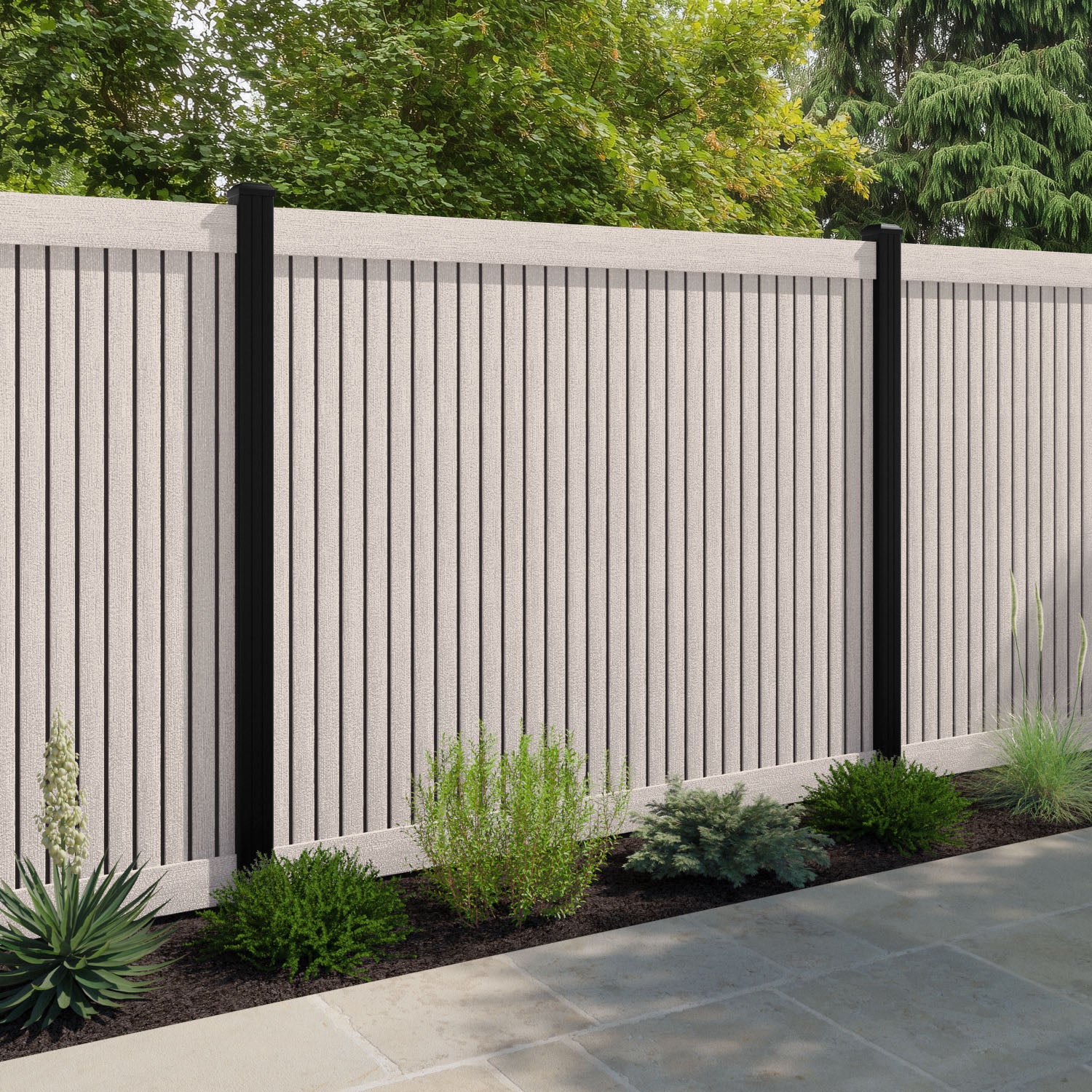 Virtis Fence Panel - Mid Stone - with our composite posts
