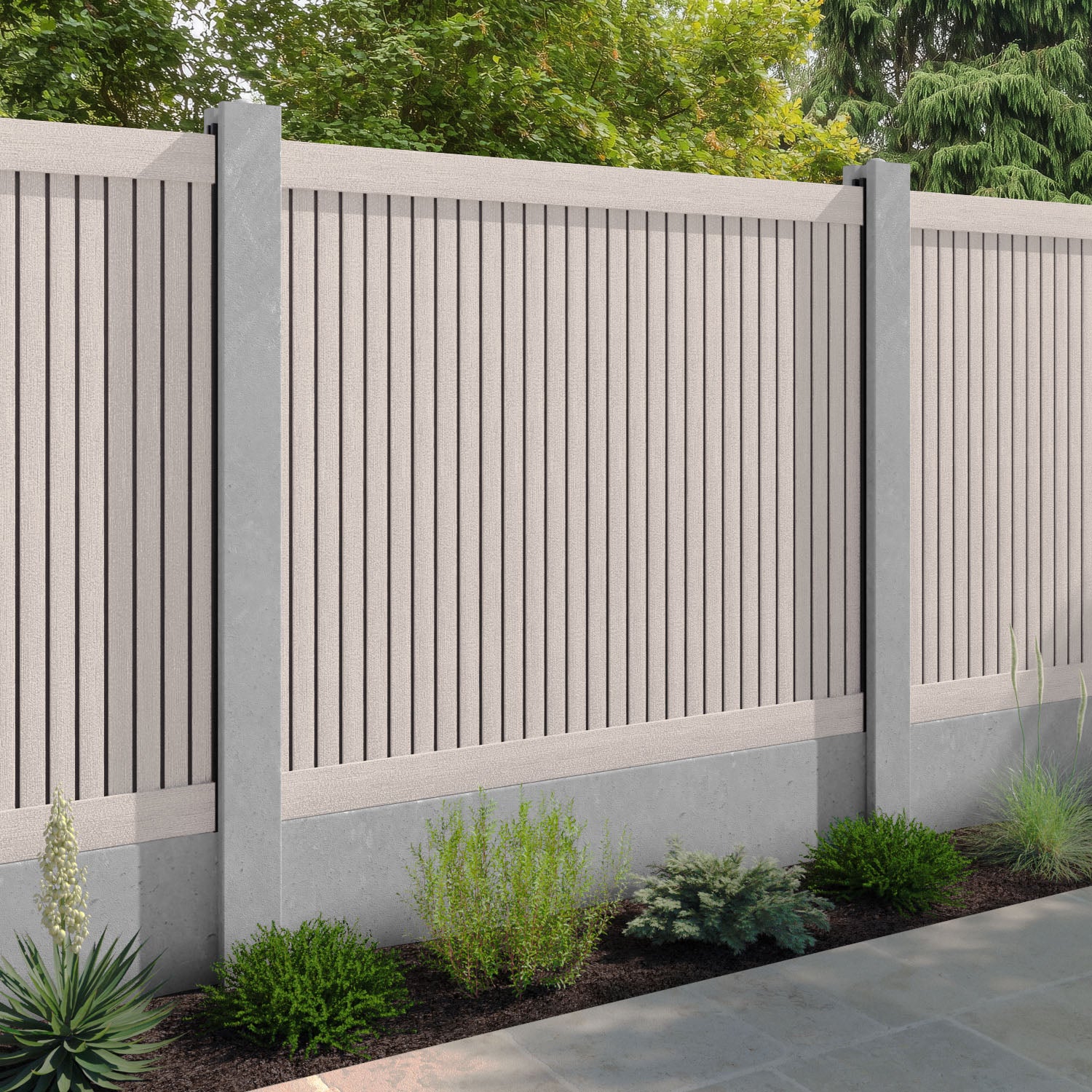 Virtis Fence Panel - Mid Stone - for existing concrete posts