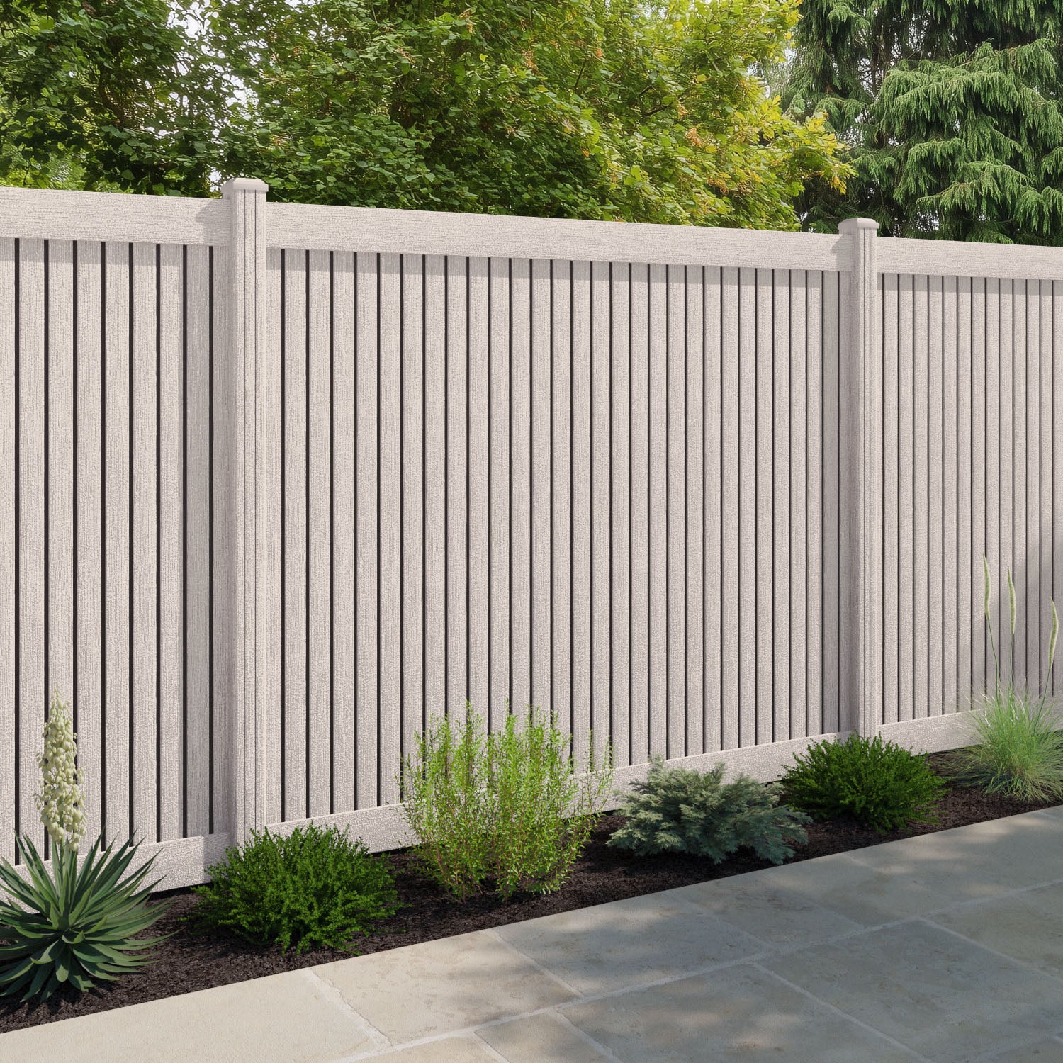 Virtis Fence Panel - Mid Stone - with our composite posts