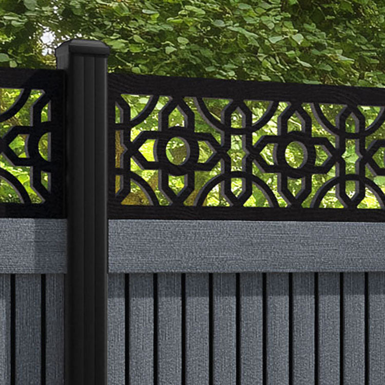 Virtis Nabila Fence Panel - Anthracite - with our aluminium posts