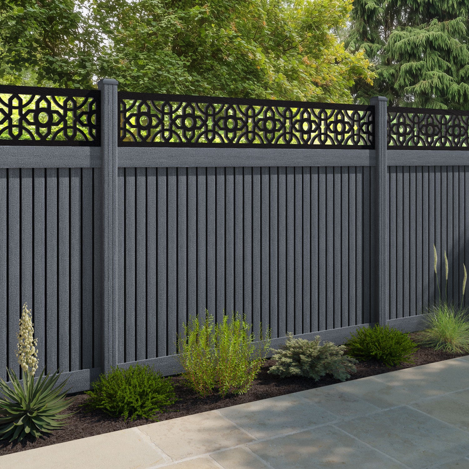 Virtis Nabila Fence Panel - Anthracite - with our composite posts