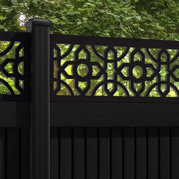 Virtis Nabila Fence Panel - Black - with our aluminium posts