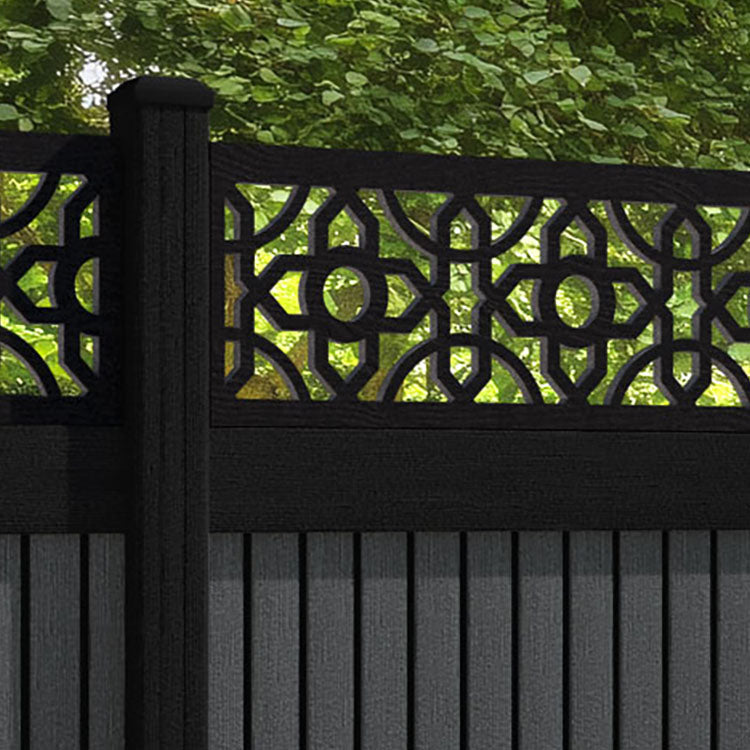 Virtis Nabila Fence Panel - Dark Grey - with our aluminium posts