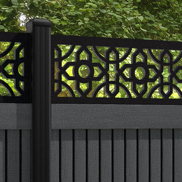 Virtis Nabila Fence Panel - Dark Grey - with our aluminium posts