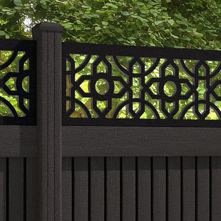 Virtis Nabila Fence Panel - Dark Oak - with our composite posts